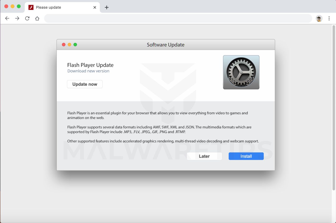mac in chrome how can i get off a popup for update your flash